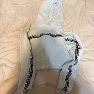 Adidas Sky Blue Cropped Hoodie with Logo Tape
